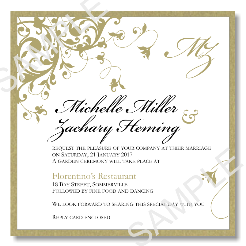 Gold Flourish Wedding Invitation