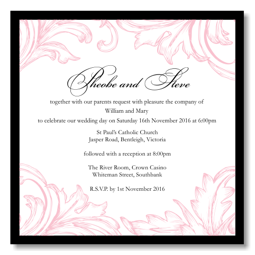 Damask Pink Wedding Invitation Template View detailed images 1 